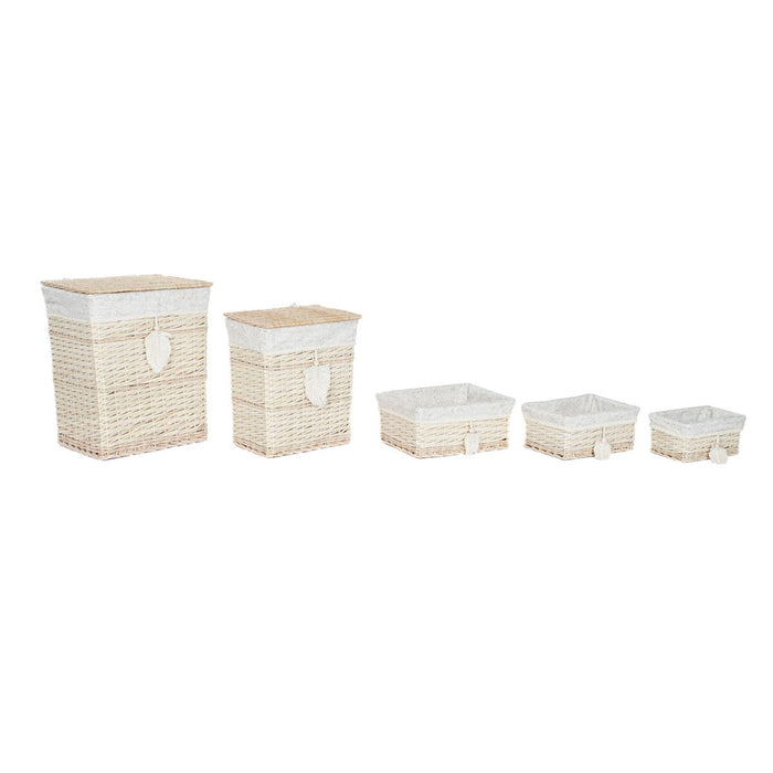 Home ESPRIT Natural Cream Basket Set 47 x 35 x 55 cm (5 Pieces)