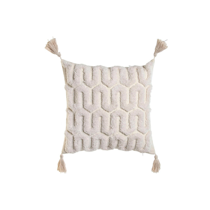Home ESPRIT White Cushion with Boho Tassels 45 x 15 x 45 cm