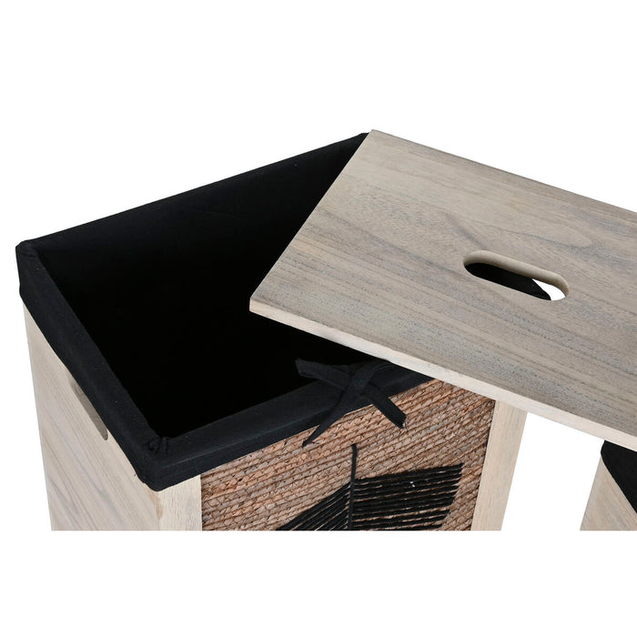 Cesto para la Ropa Sucia Home ESPRIT Negro Natural Madera 40 x 30 x 56 cm 5 Piezas