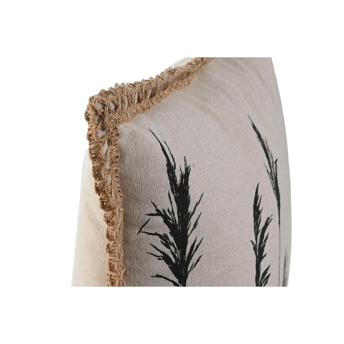 Home ESPRIT Black Beige Fringed Boho Cushion 45 x 45 cm