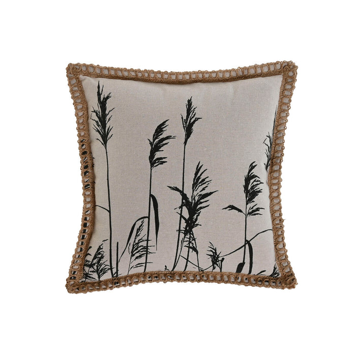 Home ESPRIT Black Beige Fringed Boho Cushion 45 x 45 cm