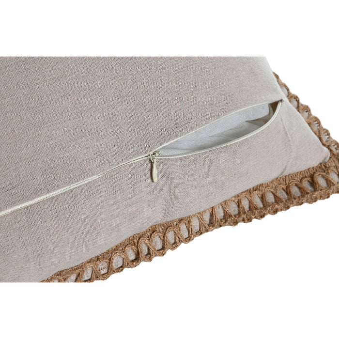 Home ESPRIT Black Beige Fringed Boho Cushion 45 x 45 cm