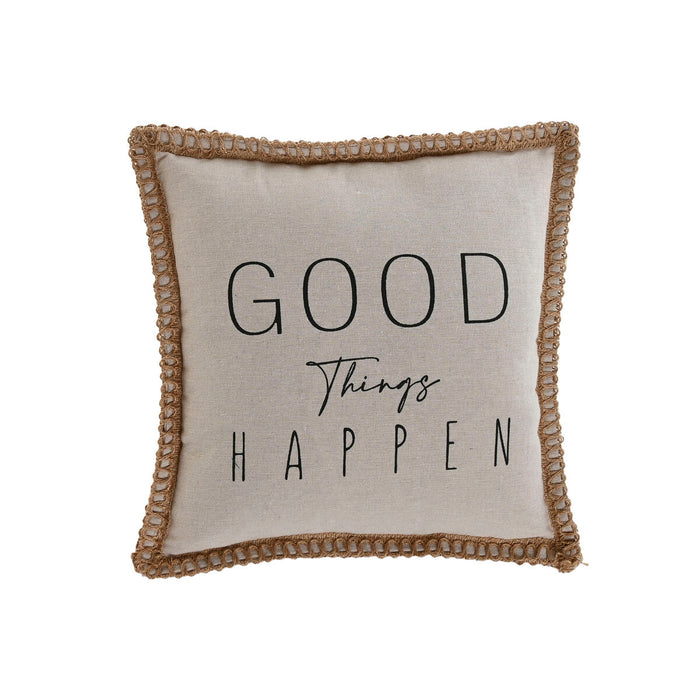 Home ESPRIT Black Beige Fringed Boho Cushion 45 x 45 cm