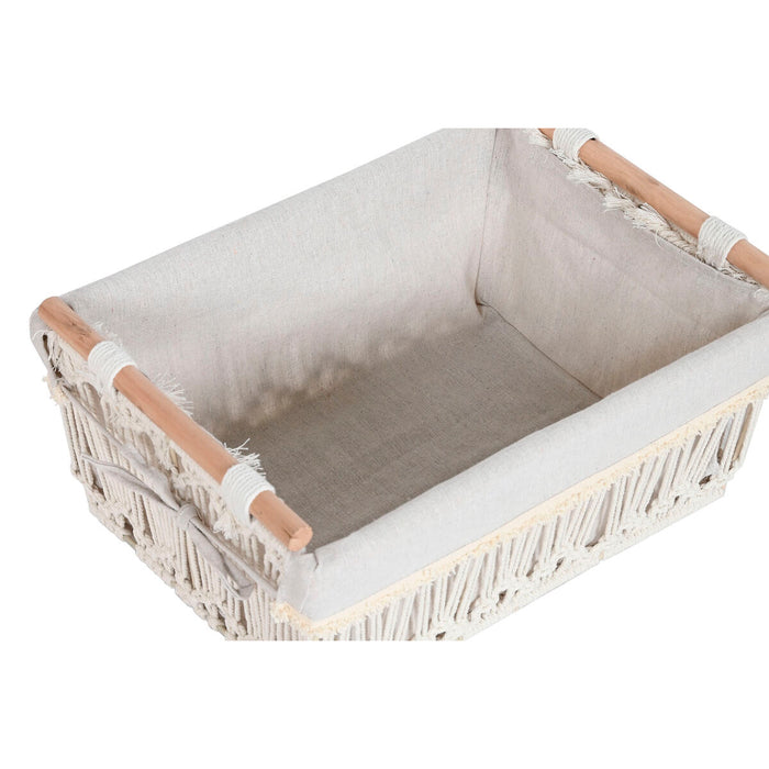 Home ESPRIT Laundry Basket Natural White Metal Shabby Chic 42 x 32 x 51 cm 5 Pieces