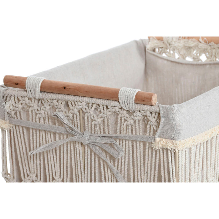 Home ESPRIT Laundry Basket Natural White Metal Shabby Chic 42 x 32 x 51 cm 5 Pieces