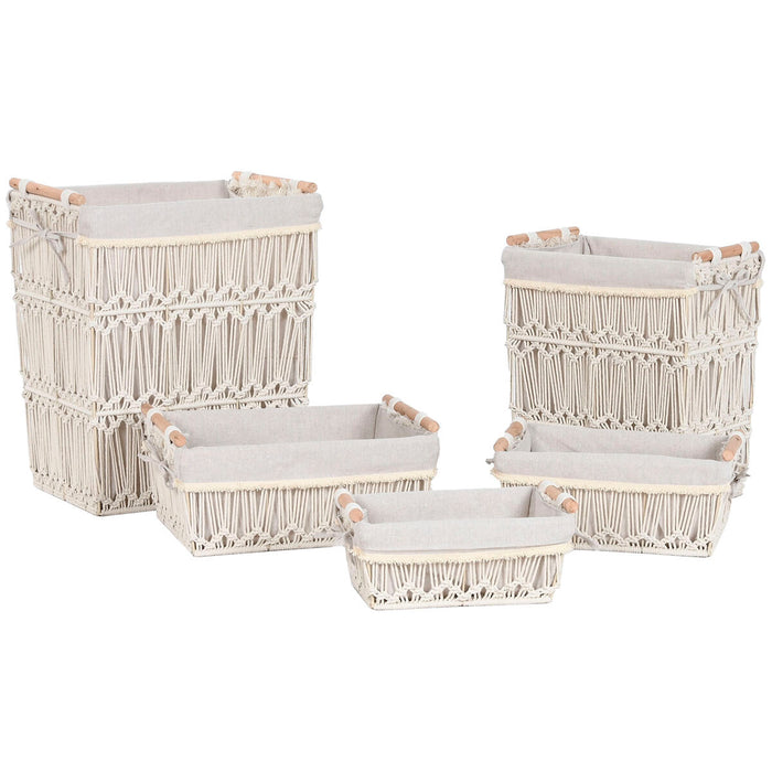 Home ESPRIT Laundry Basket Natural White Metal Shabby Chic 42 x 32 x 51 cm 5 Pieces