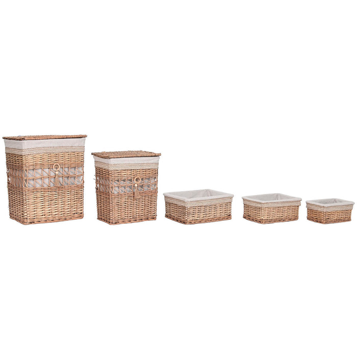 Home ESPRIT Laundry Basket Beige Natural Wicker Shabby Chic 47 x 35 x 55 cm 5 Pieces