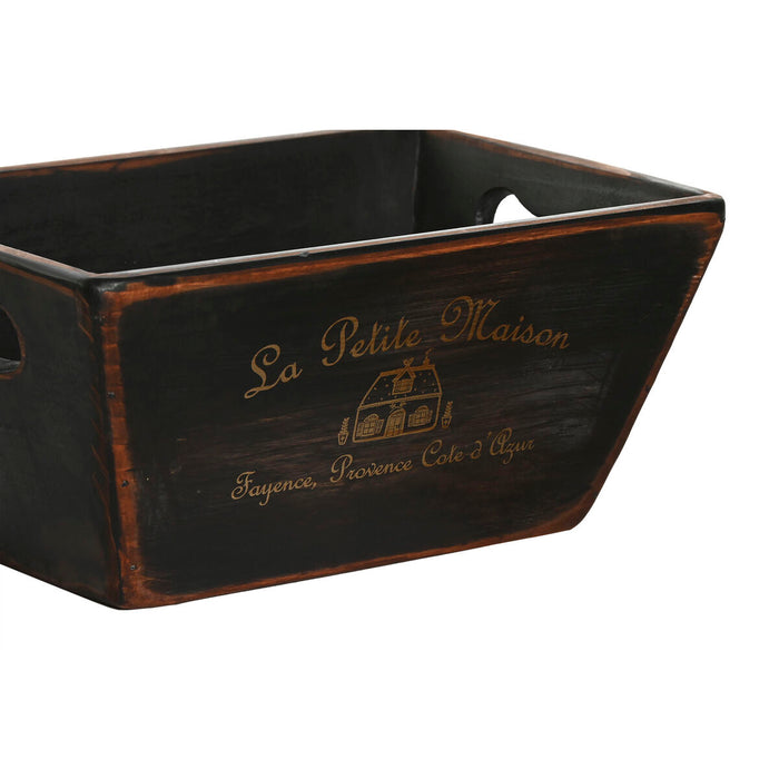Home ESPRIT Storage Boxes Black Fir Wood 34 x 26 x 18 cm 4 Pieces