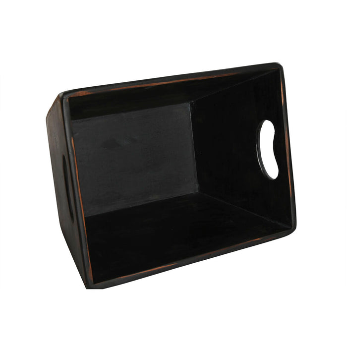 Home ESPRIT Storage Boxes Black Fir Wood 34 x 26 x 18 cm 4 Pieces