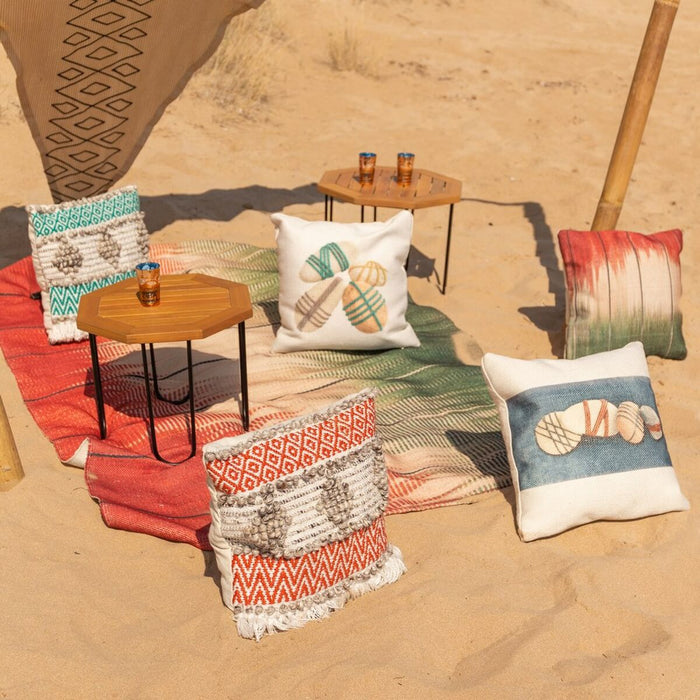 Boho Cyan PET Stone Cushion 45 x 10 x 45 cm