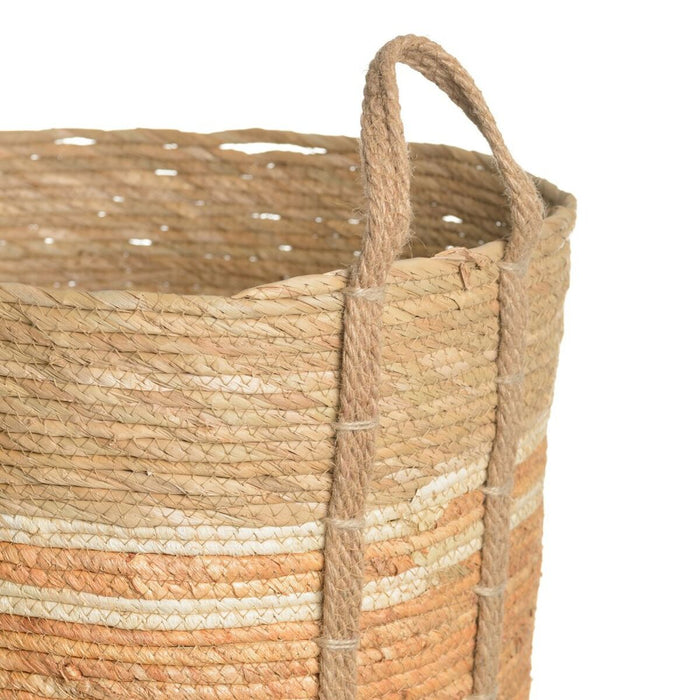 Basket Set 42 x 42 x 48 cm Natural Orange Natural Fiber (3 Pieces)