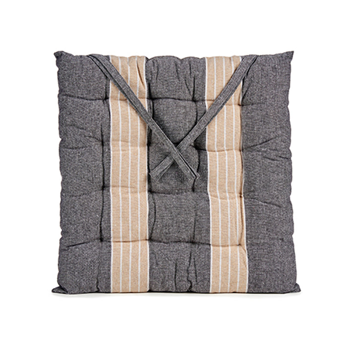 Striped Chair Cushion 40 x 5.5 x 40 cm Grey Beige
