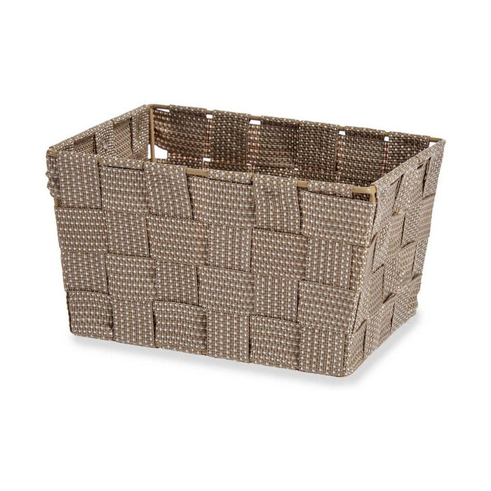 Brown Fabric Basket 15 x 11 x 20 cm Braided