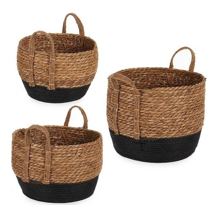 Set of Black Brown Baskets 32 x 37 x 32 cm (3 pcs)