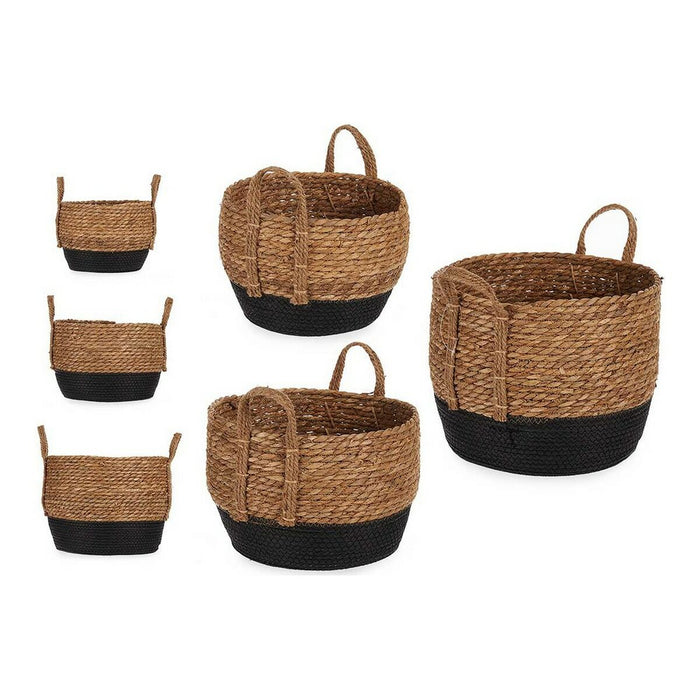 Set of Black Brown Baskets 32 x 37 x 32 cm (3 pcs)