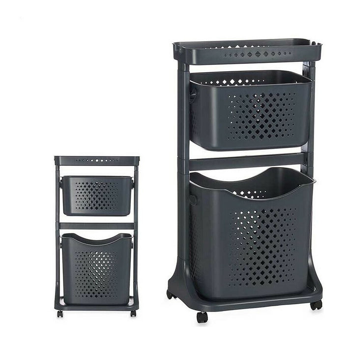 Anthracite Polypropylene Laundry Cart (33 x 81 x 44 cm)