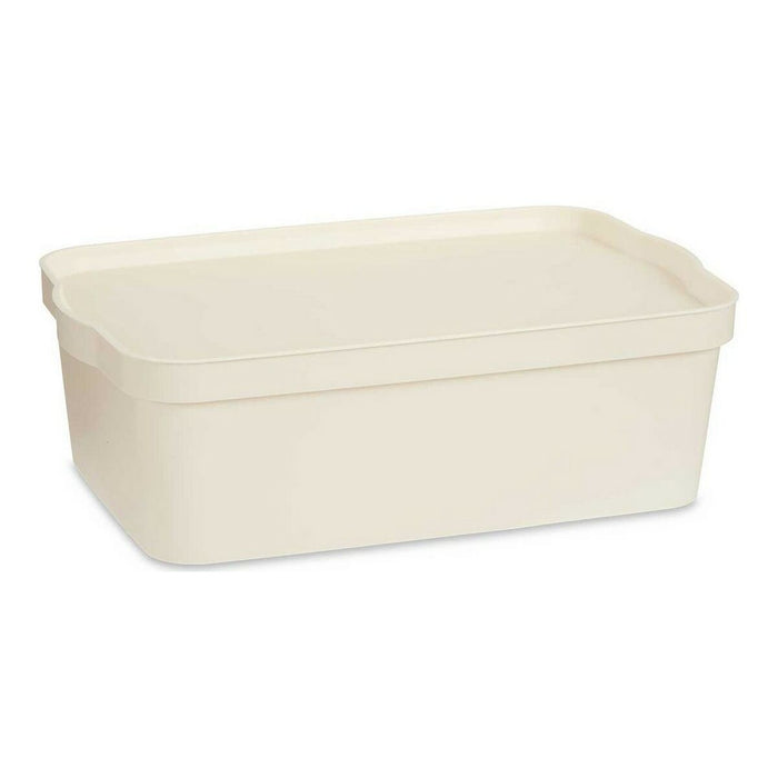 Cream Plastic Storage Box with Lid 14 L 29.5 x 14.3 x 45 cm