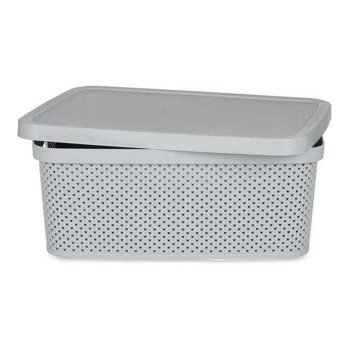 Gray Plastic Storage Box with Lid (28 x 15 x 39 cm)