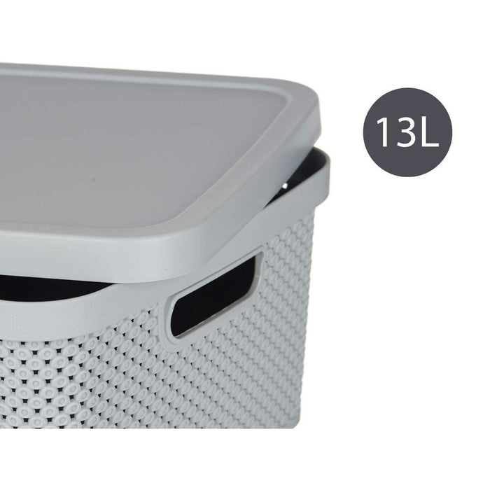 Gray Plastic Storage Box with Lid (28 x 15 x 39 cm)