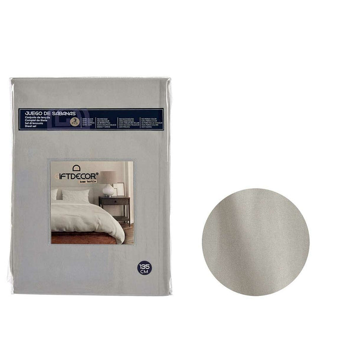 Grey Sheet Set 135 Bed 3 Pieces