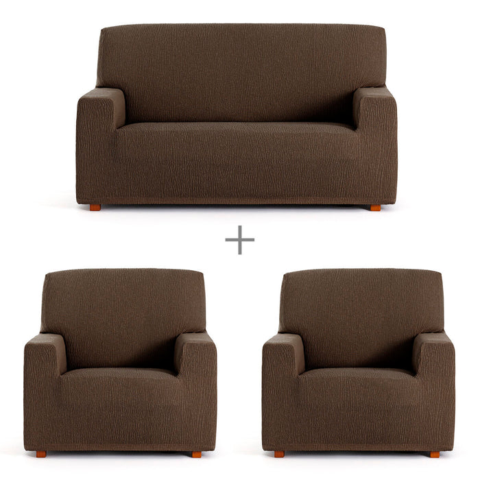 Eysa TROYA Brown Sofa Cover Set 70 x 110 x 210 cm 3 Pieces