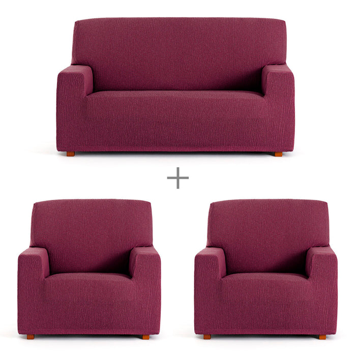 Eysa TROYA Sofa Cover Set Burgundy 70 x 110 x 210 cm 3 Pieces