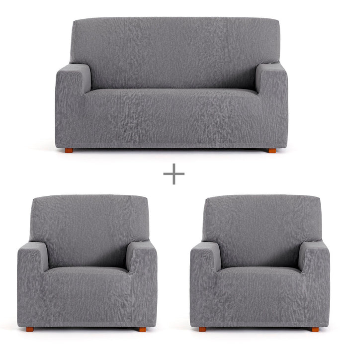 Eysa TROYA Grey Sofa Cover Set 70 x 110 x 210 cm 3 Pieces