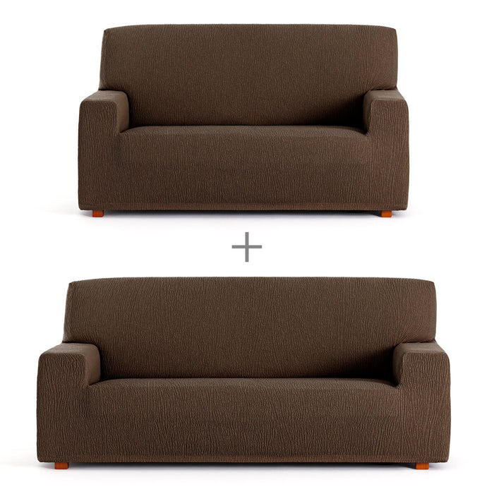Eysa TROYA Brown Sofa Cover Set 70 x 110 x 210 cm 2 Pieces