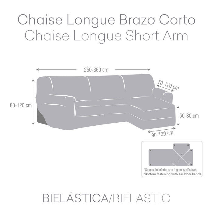 Eysa JAZ Blue Short Arm Chaise Longue Cover, Right, 120 x 120 x 360 cm