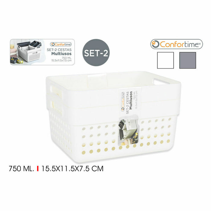 Confortime Multipurpose Basket 144943 15.5 x 11.5 x 7.5 cm (2 Pieces) (36 Units) (15.5 x 11.5 x 7.5 cm)