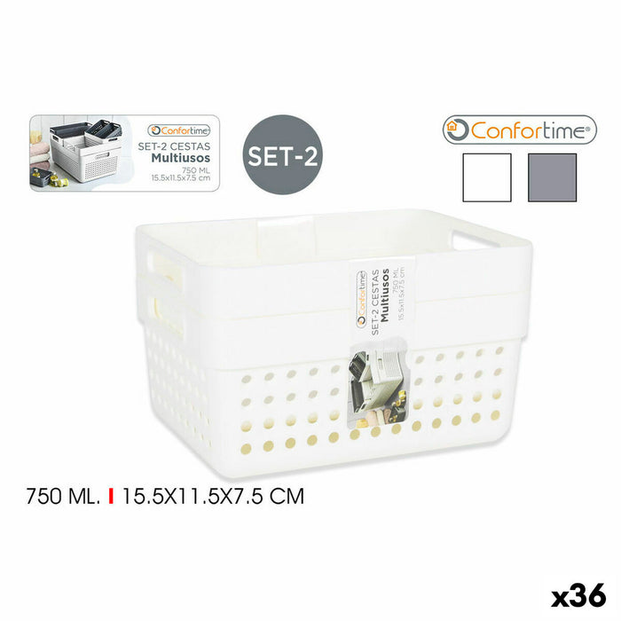 Confortime Multipurpose Basket 144943 15.5 x 11.5 x 7.5 cm (2 Pieces) (36 Units) (15.5 x 11.5 x 7.5 cm)