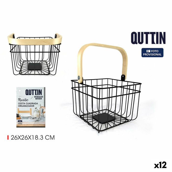Quttin Rustic Multipurpose Basket 4 mm 28 x 26.5 x 22 cm (12 Units)