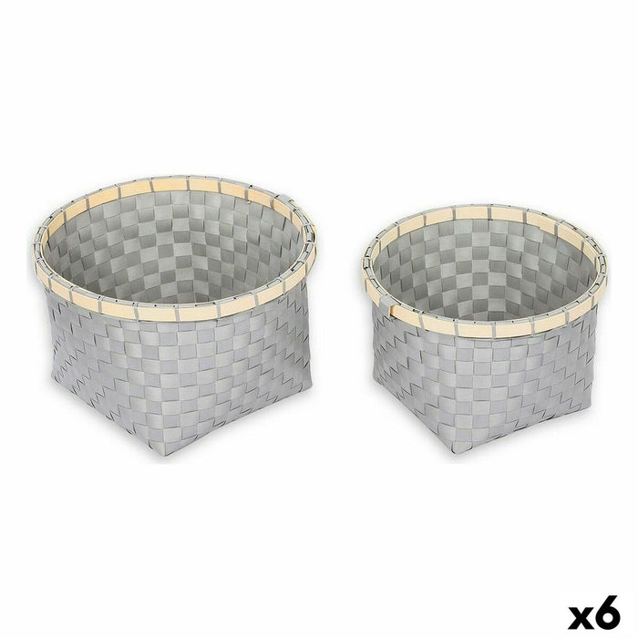 Confortime 2-Piece Round Basket Set 26 x 26 x 17 cm (2 Pieces) (6 Units)