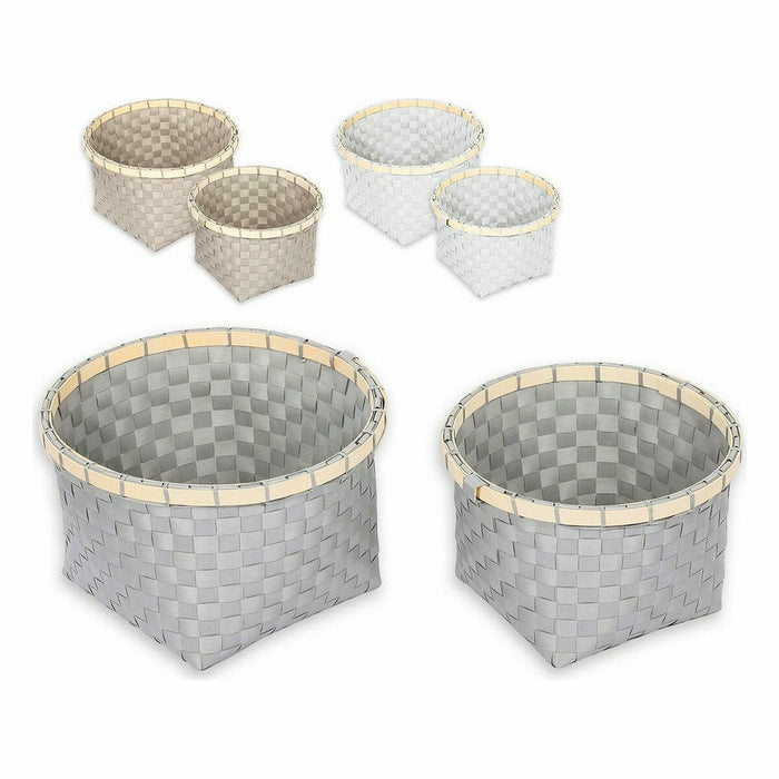 Confortime 2-Piece Round Basket Set 26 x 26 x 17 cm (2 Pieces) (6 Units)