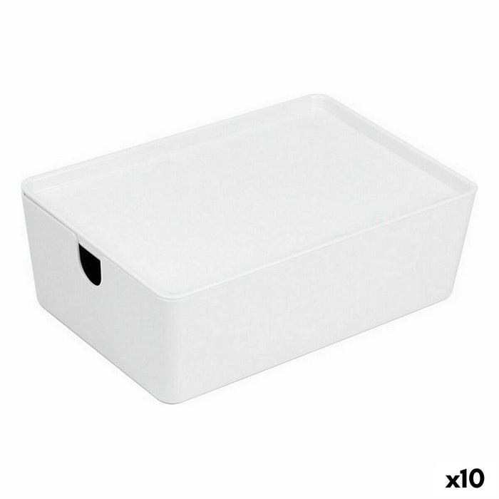Confortime Stackable Organizer Box with Lid 26 x 17.5 x 8.5 cm (10 Units)