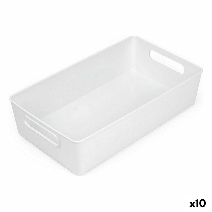 Confortime White Multipurpose Basket 38 x 22 x 9.5 cm (10 Units)