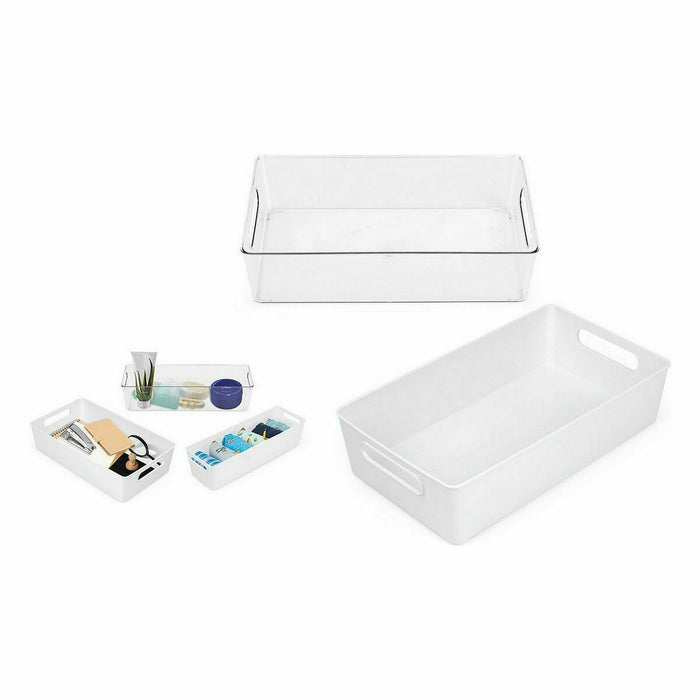 Confortime White Multipurpose Basket 38 x 22 x 9.5 cm (10 Units)