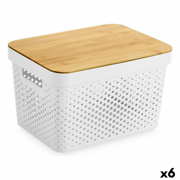 Caja Multiusos Confortime Blanco Marrón Bambú Plástico 36,5 x 27 x 21,5 cm (6 Unidades)