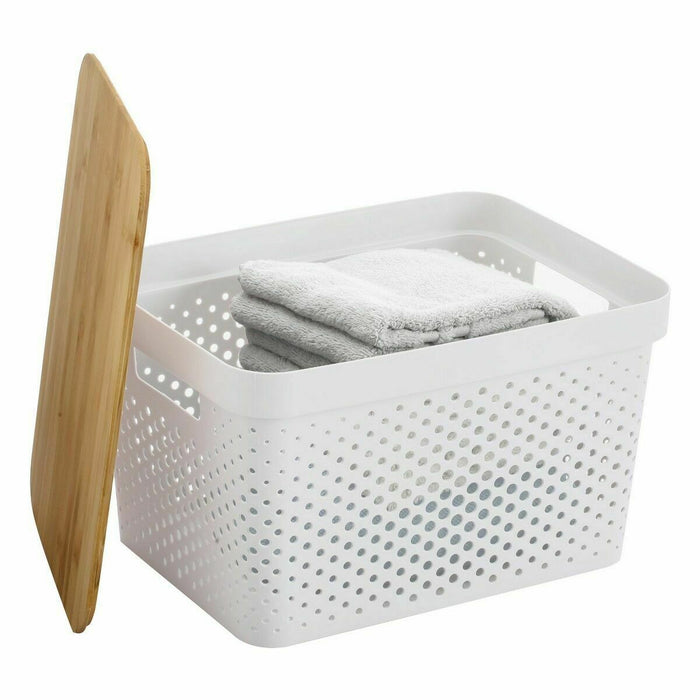 Caja Multiusos Confortime Blanco Marrón Bambú Plástico 36,5 x 27 x 21,5 cm (6 Unidades)