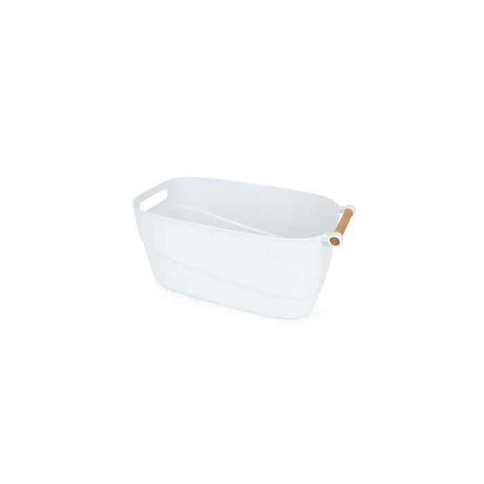 Confortime Multipurpose Basket White Wood Plastic 27 x 14.5 x 12 cm With Handles (12 Units)