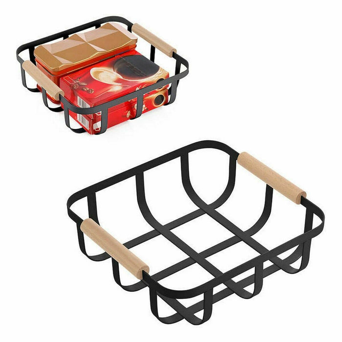 Confortime Multipurpose Basket Black 23 x 23 x 8 cm (6 Units)