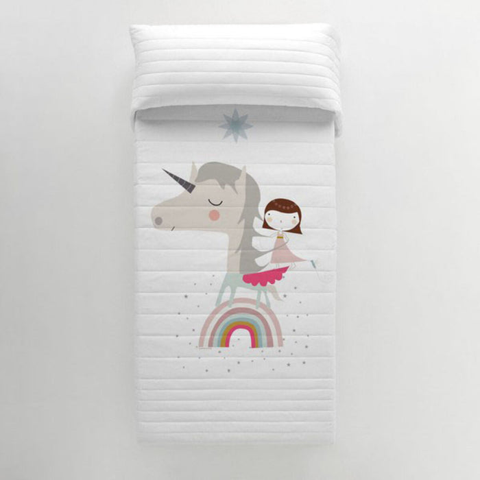 Colcha Reversible Haciendo el Indio Unicorn White