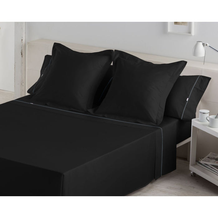 Juego de Sábanas Alexandra House Living Negro Cama de 160 4 Piezas