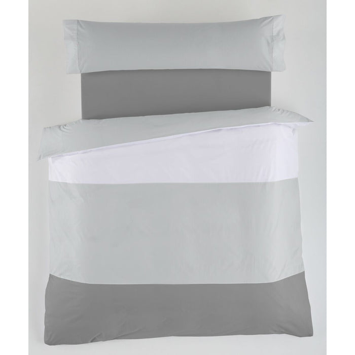 Alexandra House Living White Grey Duvet Cover Set 135/140 Bed 3 Pieces
