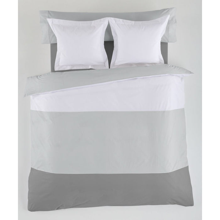 Alexandra House Living White Grey Duvet Cover Set 135/140 Bed 3 Pieces