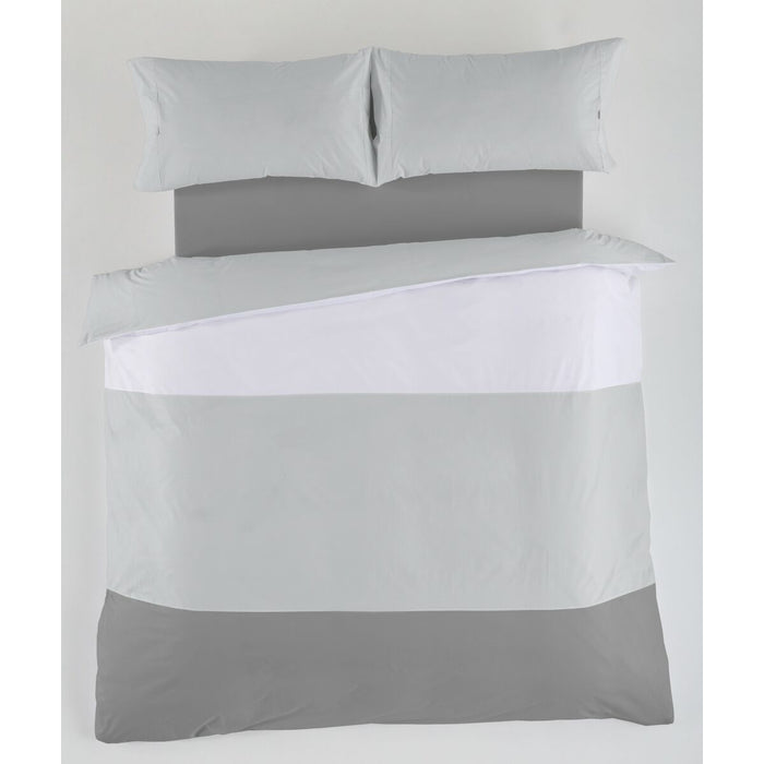 Alexandra House Living White Grey Duvet Cover Set 180 Bed 4 Pieces