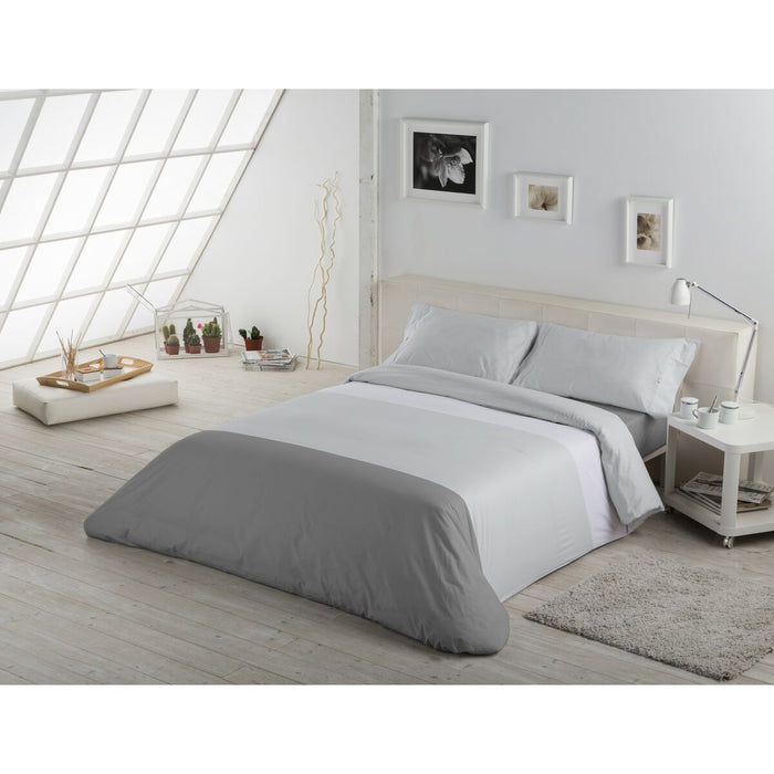 Alexandra House Living White Grey Duvet Cover Set 180 Bed 4 Pieces