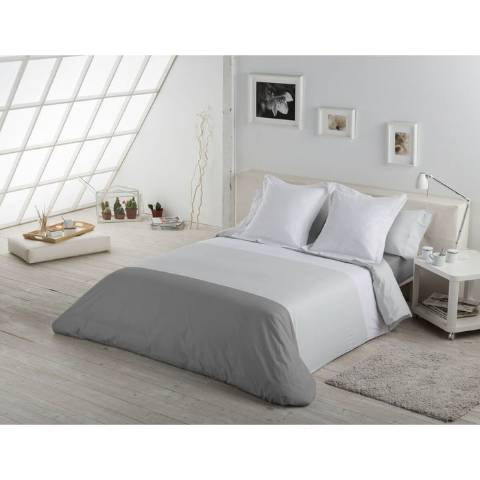 Alexandra House Living White Grey Duvet Cover Set 180 Bed 4 Pieces