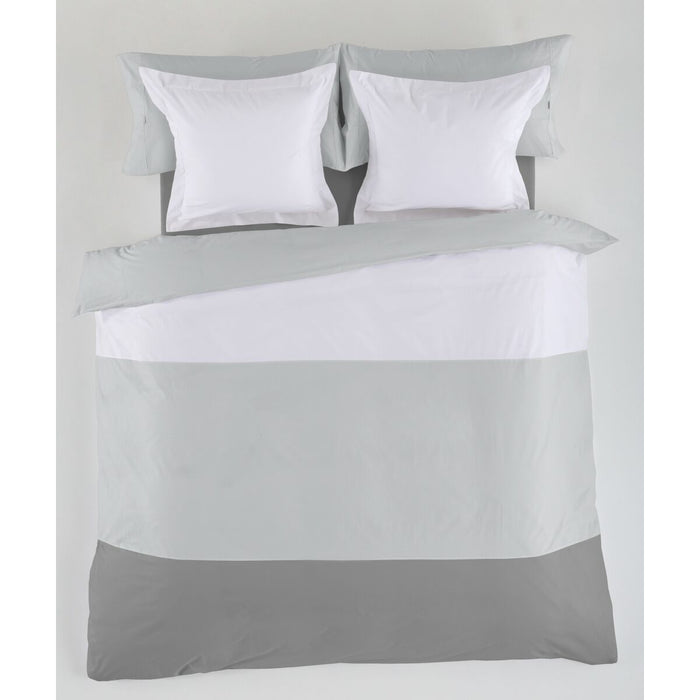 Alexandra House Living White Grey Duvet Cover Set 180 Bed 4 Pieces