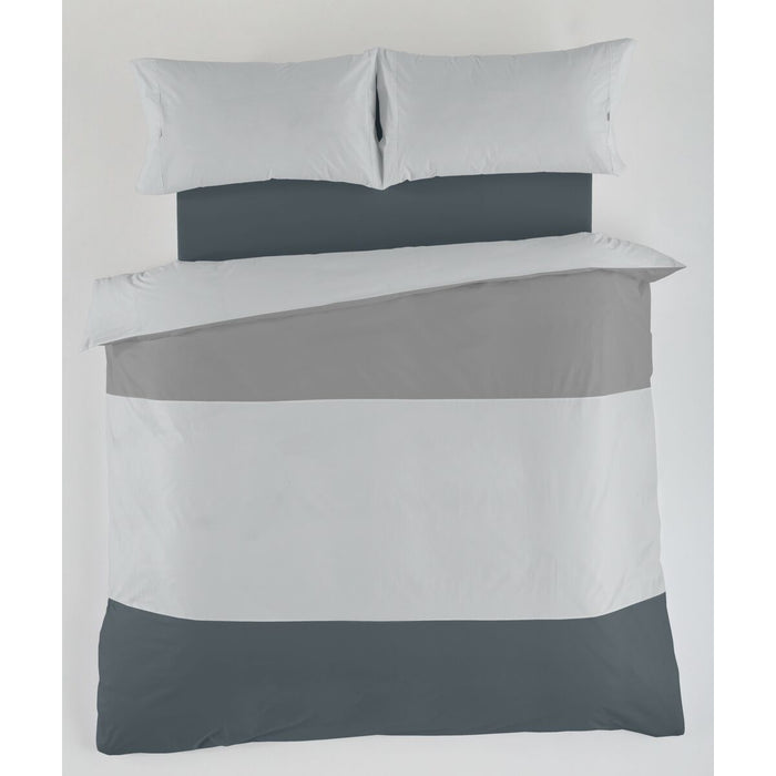 Alexandra House Living White Grey Duvet Cover Set 180 Bed 4 Pieces